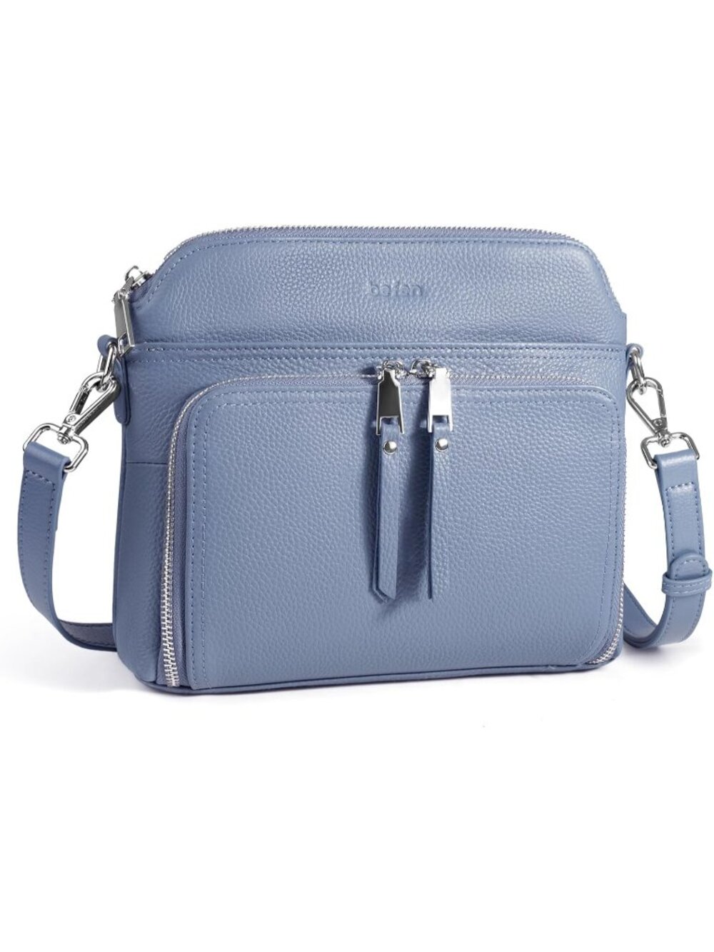 👜Women's Blue Genuine Leather RFID Crossbody Bags Travel Wallet Purse